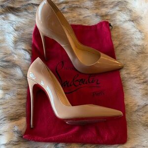 Christian Louboutin Nude So Kate Patent Pointed-Toe Stiletto Pumps